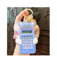 1 adet Yıldızlı Unicorn Mini Hesap Makinesi, Çocuk İçin Arkası Labirent Oyunlu Anahtarlık