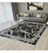 Kilim Çift Taraflı Modern Desenli Yıkanabilir Pamuklu Dokuma 1. Kalite Savan 2x3 Metre Siyah