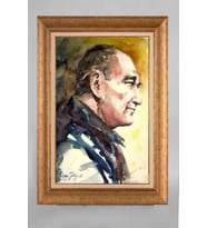 Altın Varaklı Paspartulu Çerçeveli Atatürk Tablo sd541