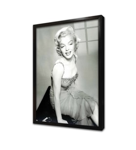 Siyah Beyaz Marilyn Monroe Çerçeveli Cam Tablo
