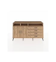 Kronos Konsol 5 Raflı 4 Çekmeceli 2 Kapaklı 176x59x99 Çam-Çam