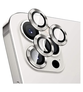 Apple iPhone 12 Pro Max Kamera Koruyucu Lens Mercek Metal Çerçeveli 3lü Set Gümüş Gri Silver