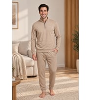Mirano 3252 Erkek Fermuar Detaylı Kışlık Spor Eşofman Pijama Takımı
