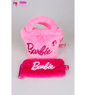 DEKOMUS İLE LİSANSLI YENİ SEZON BARBIE PELUŞ BASIC EL ÇANTASI VE KOL ÇANTASI 2'LİSİ (Pamuk Şeker)