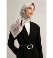Armine Sura İpek Eşarp 9326 - 84 Gri Karışık Desen