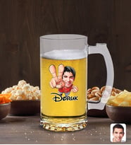 BK Gift Kişiye Özel Erkek Karikatürlü Cam Bira Bardağı 50cl-33 (Beyaz)