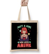 Just A Girl Who Loves Anime Cute Japanese Kawaii Bez Çanta Uzun Saplı