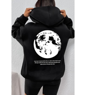 Unisex The Moon Baskılı Sweatshirt (Siyah)
