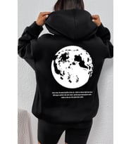 Unisex The Moon Baskılı Sweatshirt (Siyah)