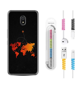 Xiaomi Redmi 8A 8 Pro 9C 9T 10C 11T Pro Kılıf Kablo Koruma Spiral Silikon İz Bırakan Uçak 1778