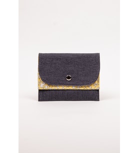 Kadın Cüzdan – Denim Detaylı Çiçek Desenli Çıtçıtlı 15x12 cm