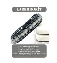 Sertifikalı Labrodorit Disk Model Doğal Taş Erkek Bileklik Kilitli Kapama