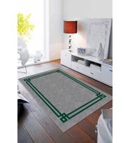 Yeşil Çerçeveli Kaymaz Taban Makinede Yıkanabilir Halı RV057 - 100 x 160 cm