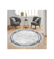 Eliana Home Baskılı, Yıkanabilir Kaymaz Taban Yuvarlak Halı LNA7328-HY1188 120x120 cm (Gri)