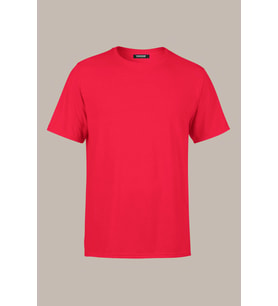 COMEOR Erkek Kırmızı Slim Fit Pamuklu Kısa Kollu Bisiklet Yaka T-shirt