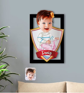 BK Gift Kişiye Özel İsimli Bebek Karikatürlü 3D Ahşap Tablo-4
