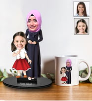 Anneler Gününe Özel Tesettürlü Karikatür Biblo Ve Kupa Hediye Seti 124