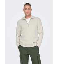 Only & Sons Erkek Yarım Fermuarlı Dik Yaka Sweatshirt - 22030160 (Bej)