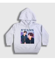 Presmono Unisex Çocuk Beyaz Poster K Pop Jungkook Bts Kapüşonlu Sweatshirt 272702tt