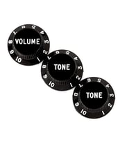 Fender 0991365000 Stratocaster Düğme Seti (Siyah - Volume/Tone) 1 Volume 2 Tone Düğmesi Siyah Renk Orijinal Fender Parçası