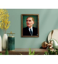 BK Home Atatürk Tasarımlı Doğal Masif Ahşap Çerçeveli Tablo-13