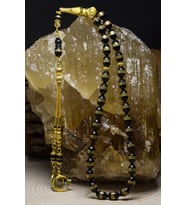 Erkek Hediyelik Tesbih, Işlemeli Kuka Tesbih, Sarmal Kuka Tesbih (Siyah)