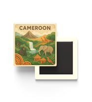 Kamerun - Cameroon - Paper Cut Art - Baskılı Buzdolap Magneti Kare - 9x9 cm