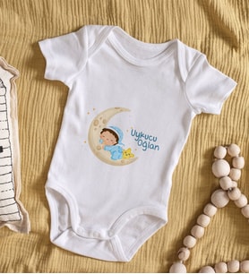 BK Kids Uykucu Oğlan Tasarımlı Bebek Body Zıbın - Model 1