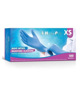 Has-Pet Mavi Nitril Pudrasız Eldiven XSmall 100 Adet