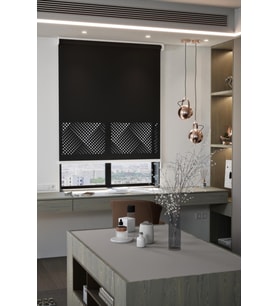 Lazer Kesim Mat Stor Perde, Lazer Kesimli Modern Serisi, M-3008 Siyah Renk