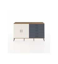 Arges Konsol 4 Raflı 5 Çekmeceli 2 Kapaklı 176x30x99 Çam-Aytaşı/Antrasit