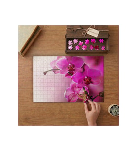 Pembe Orkide Çiçeği Tasarımı 240 parça Ahşap Puzzle Ahşap Kutuda MP10650