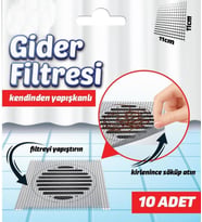 Banyo,Mutfak Gider Filtresi Gider Süzgeci 10 Adet
