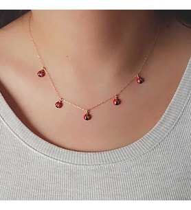 Gümüş Rose Uğur Böceği Şans Kadın Kolye