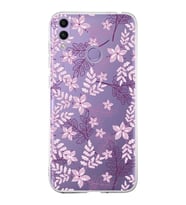 Huawei Honor 8c  Uyumlu Kapak Floral Pudra Tasarımlı Şeffaf Silikon Kılıf