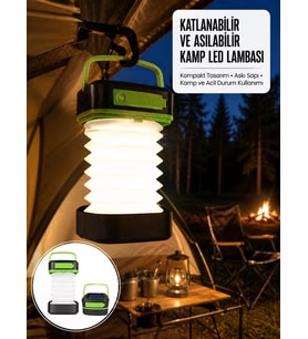 Kamp Lambası Katlanabilir Lamba Solar Şarjlı Led Lamba El Fenerli Yeni Nesil