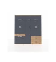 Arges Dolap 11 Raflı 4 Çekmeceli 2 Askılı 220x30x243 Çam-Antrasit/Çam