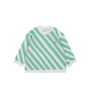 Omzu Çıtçıtlı Verev Çizgi Baskılı Sweatshirt (Yeşil)