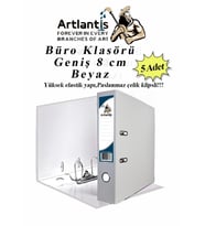 Büro Klasörü Beyaz Geniş 5 Adet Plastik Geniş Beyaz Klasör Halkalı Paslanmaz Çelik Klipsli 5 Adet