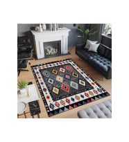 Rovigo Home Dijital Baskı Yıkanabilir Kaymaz Taban Salon Halısı RVG0514 (Siyah)