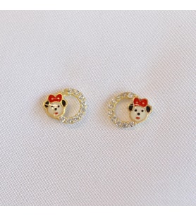 Zirkon Taşlı Gold Kaplama Mickey Mouse Çocuk Küpesi