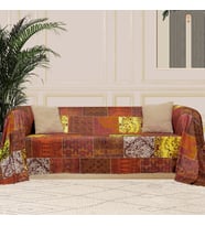 CONCEPT SoftMicro Koltuk Örtüsü Çekyat Örtüsü Koltuk Şalı Etnik Desenli Boho Patchwork Kaymaz Kiremit 180x220 cm
