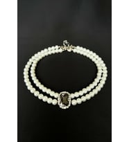 Siyah Kristal Uçlu İnci Choker Kolye