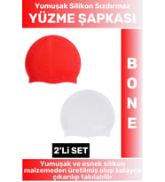 Özel Üretim Su Geçirmez Elastik Yumuşak Yüzücü Havuz Deniz Yüzme Şapkası Silikon Bone 2'Li SET
