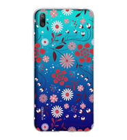 Huawei Y7 Pro 2019 Uyumlu Kapak Flowers Tasarımlı Şeffaf Silikon Kılıf