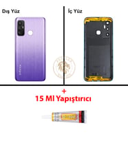 Infinix Hot 11 Mor Uyumlu Lensli Arka Kapak + B7000 Yapıştırıcı Arka Cam Batarya Pil Kapağı