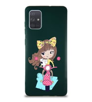 Samsung Galaxy A71 Soft Premier Kapak Vespagirl Tasarımlı Silikon Kılıf - Yeşil (Şeffaf)
