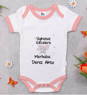 BK Kids Kişiye Özel Pembe Bebek Body Zıbın - Model 101