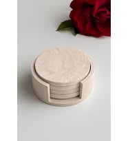 Mermer Desenli 4’lü Beton Bardak Altlığı & Stand  Minimalist Dekoratif Set