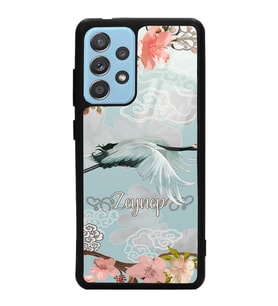 Samsung A52 Uyumlu Suluboya İsimli Leylek Tasarımlı Glossy Telefon Kılıfı